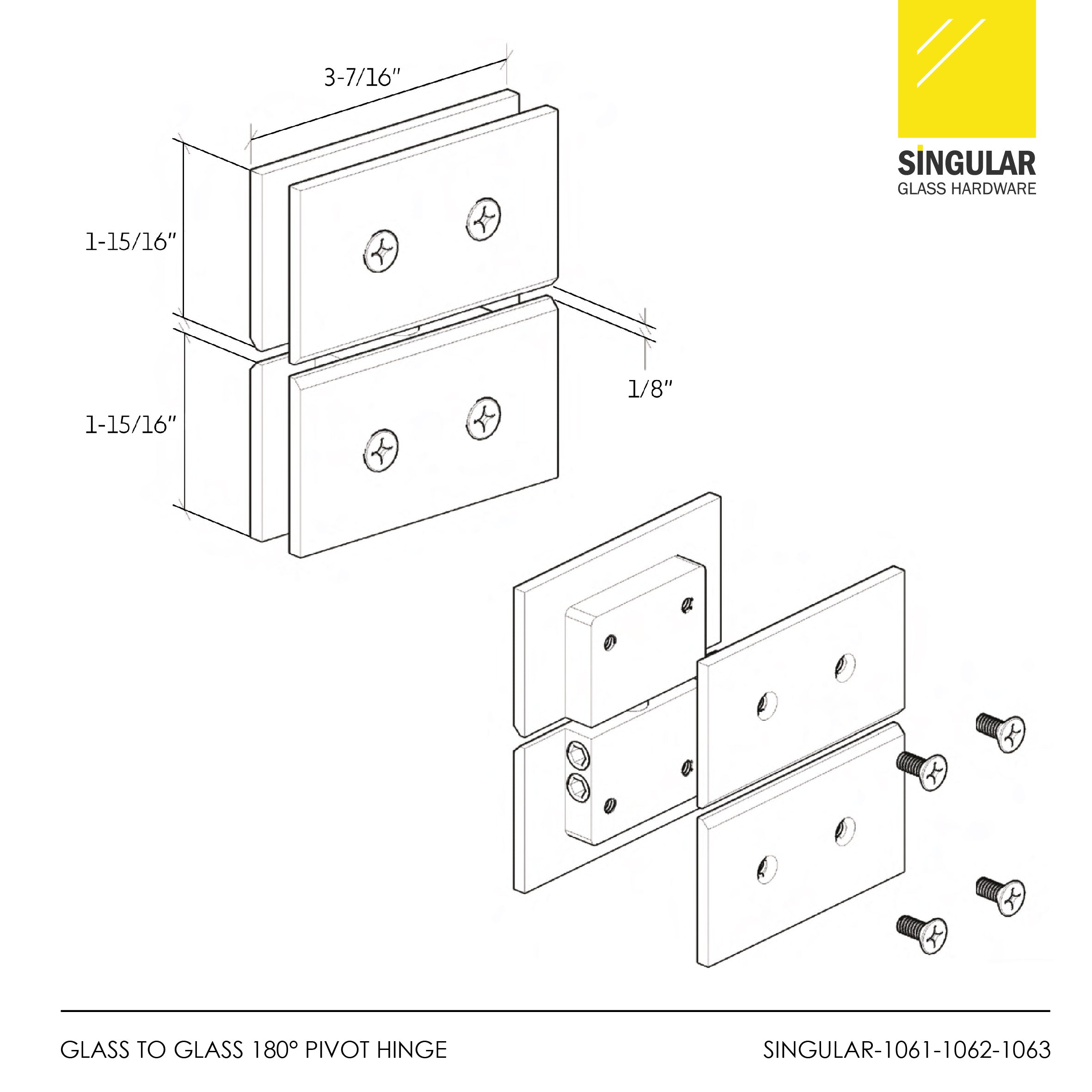 180° Glass-to-Glass Pivot Hinge