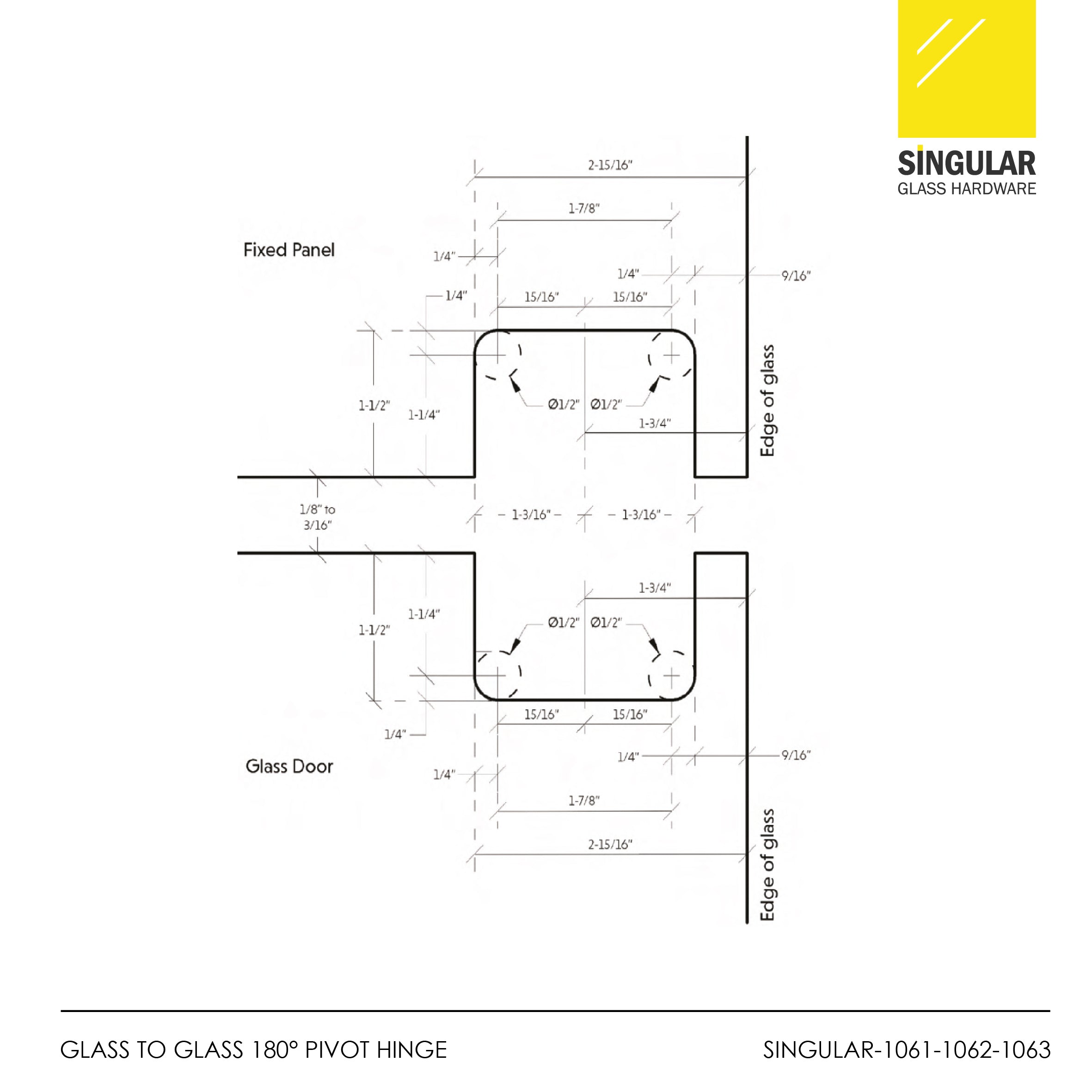 180° Glass-to-Glass Pivot Hinge