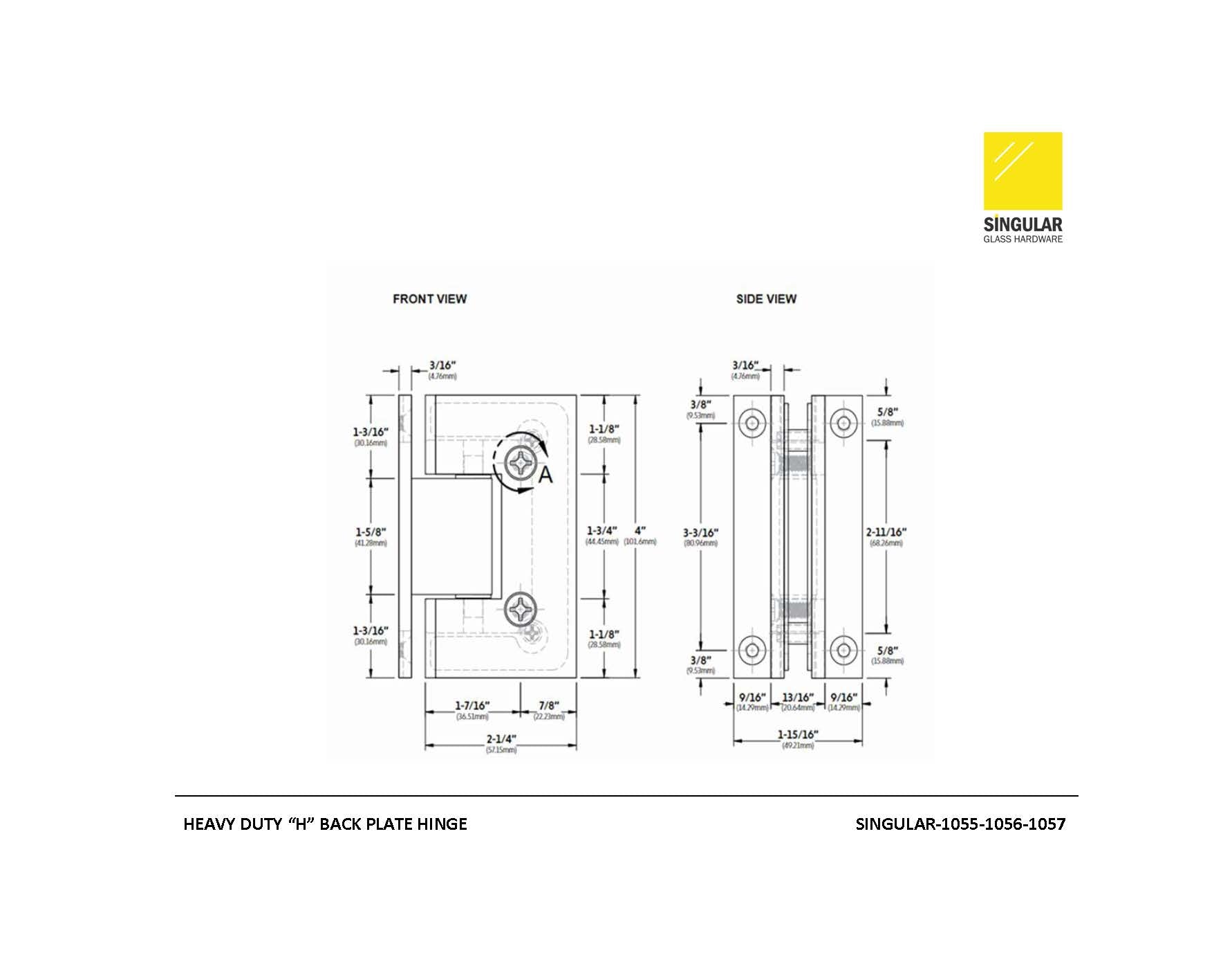 Heavy Duty "H" Back Plate Hinge