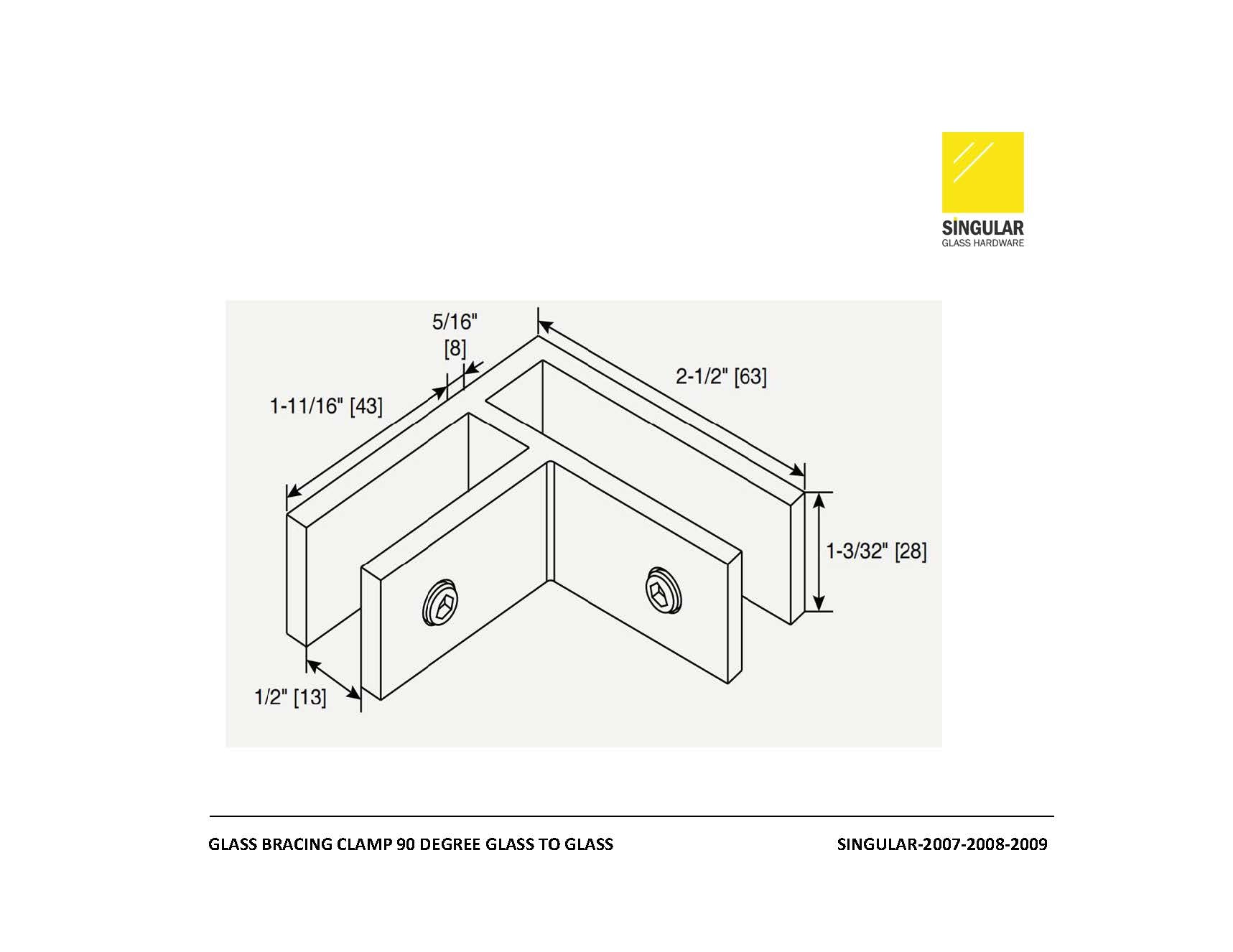 Glass Bracing  Clamp 90 Degree Glass-to-Glass