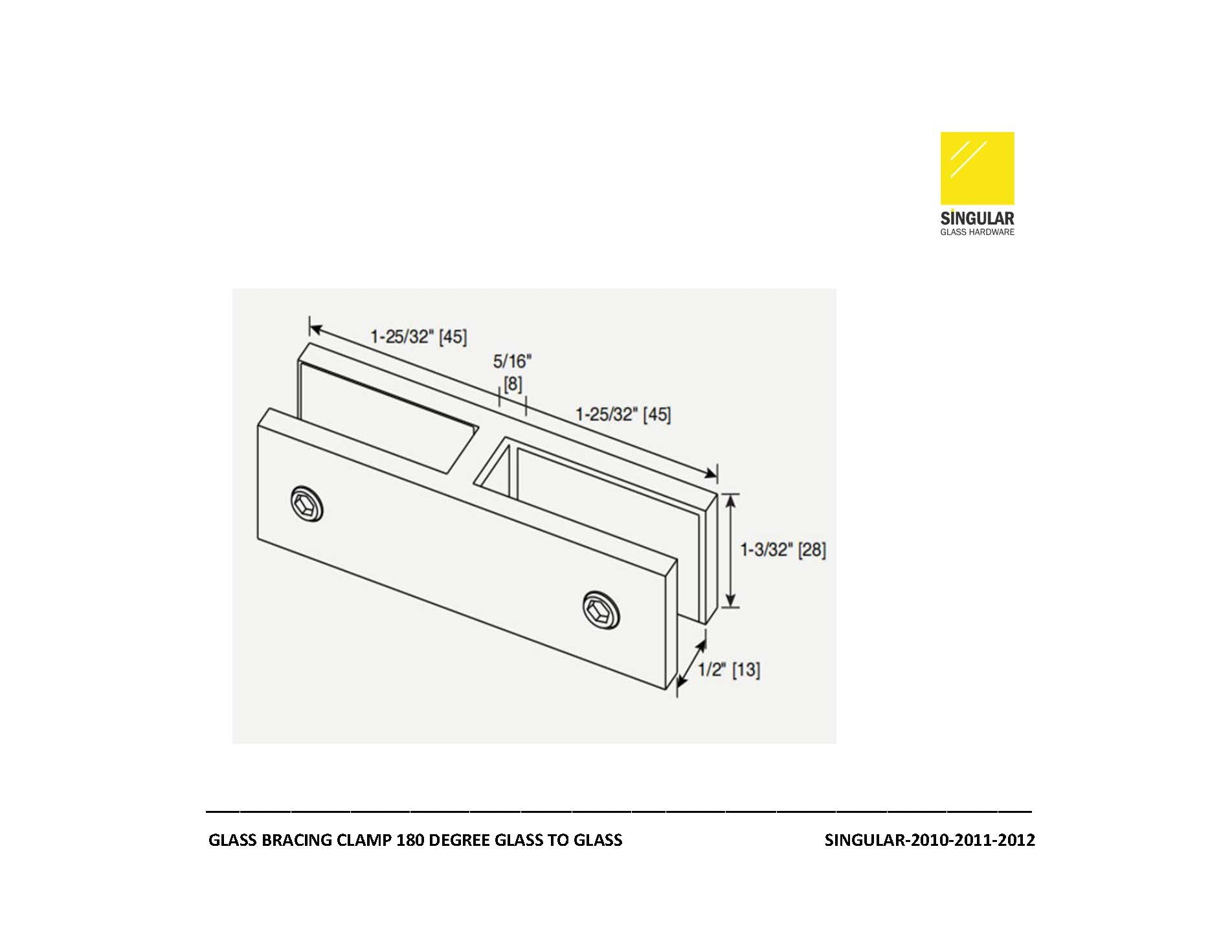 Glass Bracing Clamp 180 Degree Glass-to-Glass
