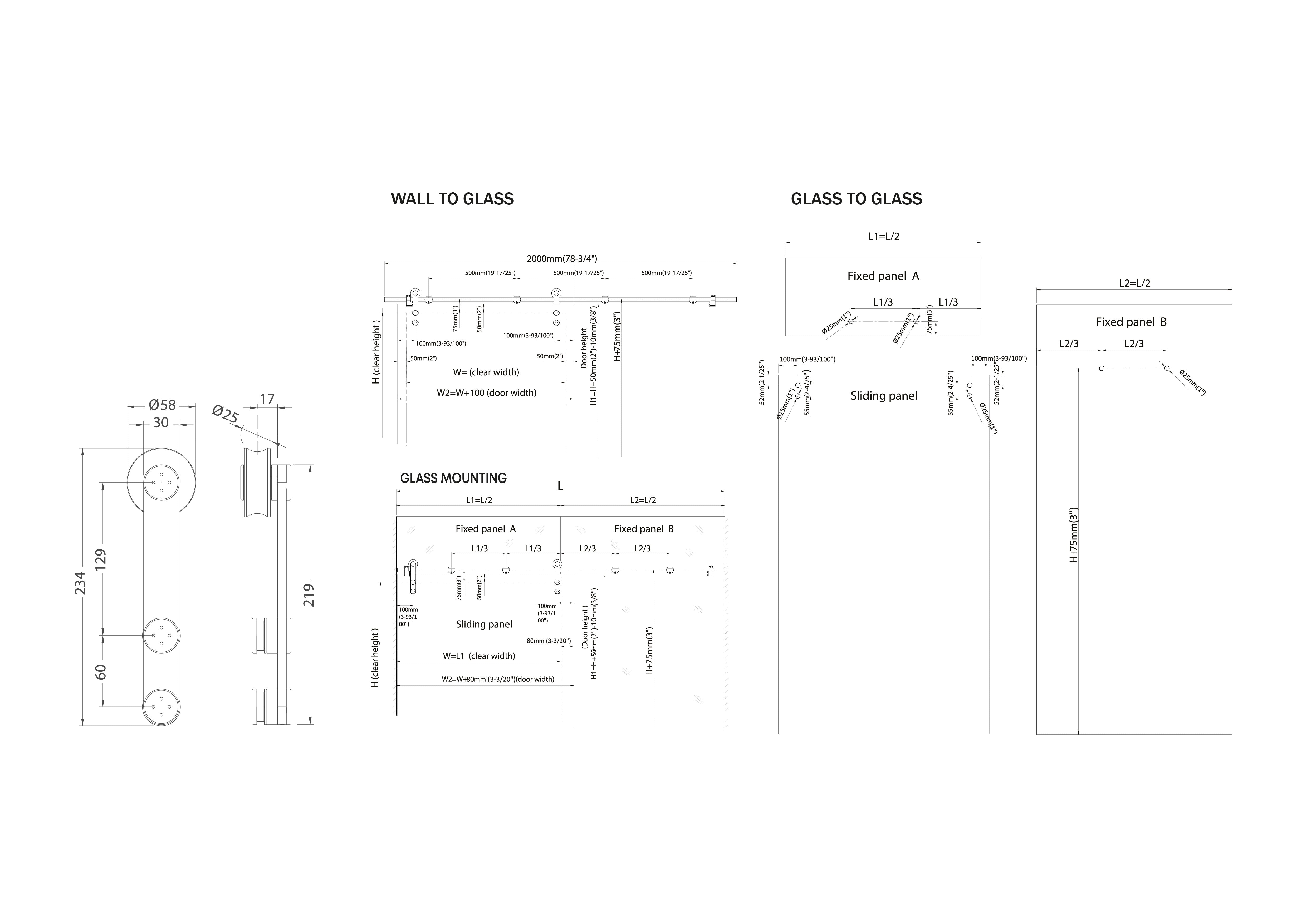 Barn Door System - Glass to Glass